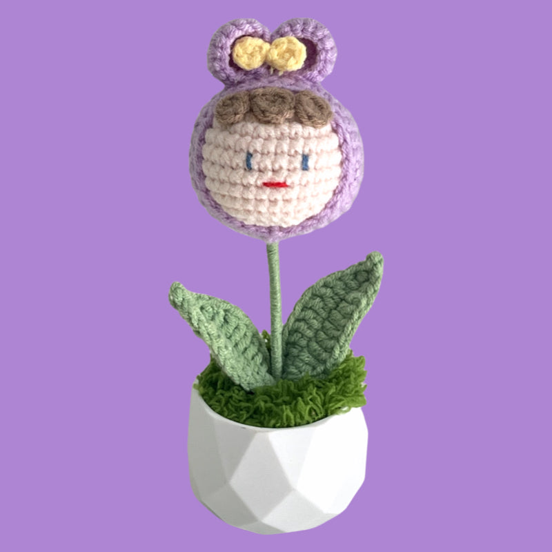 Handcrafted Crochet Girl Flower Planter A7