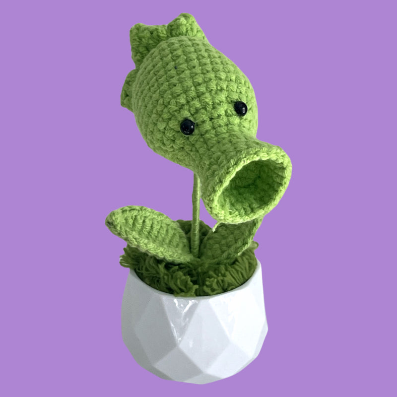 Handcrafted Crochet Peashooter Flower Planter A13