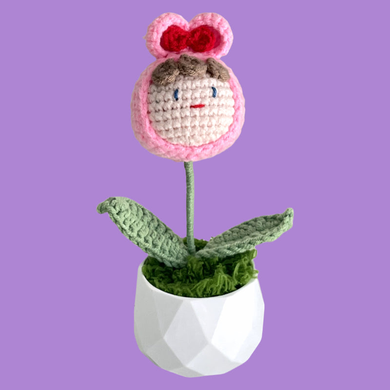 Handcrafted Crochet Girl Flower Planter A7