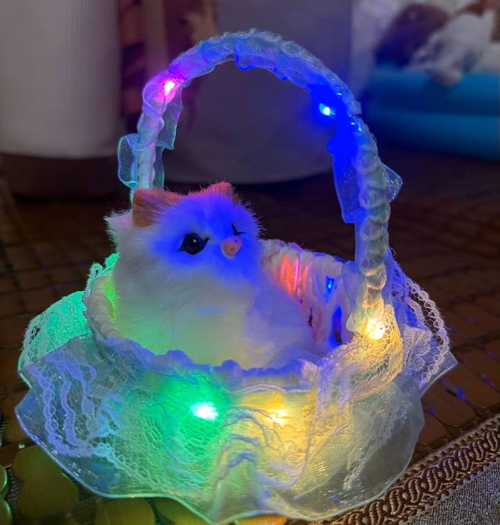 Light up cat in basket