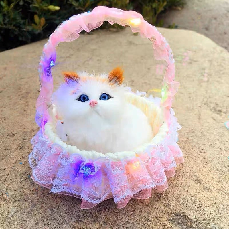 Light up cat in basket