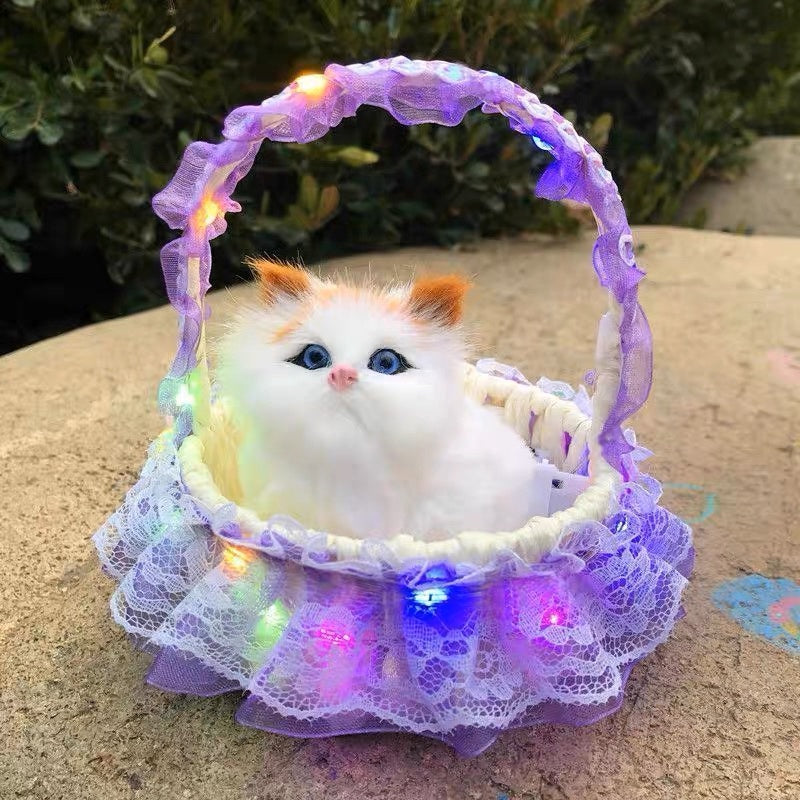 Light up cat in basket