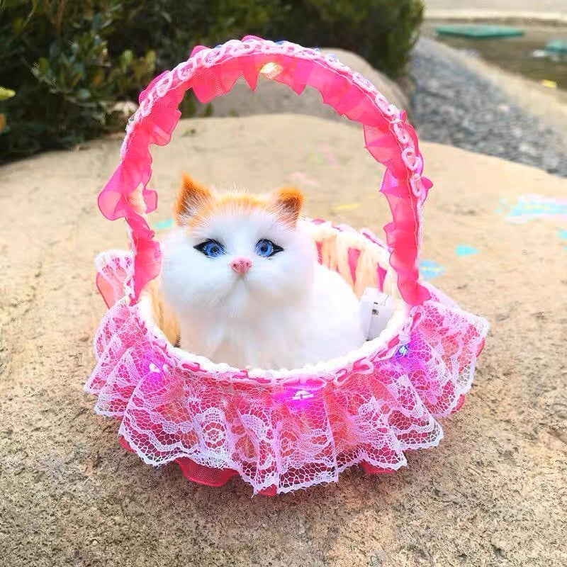 Light up cat in basket