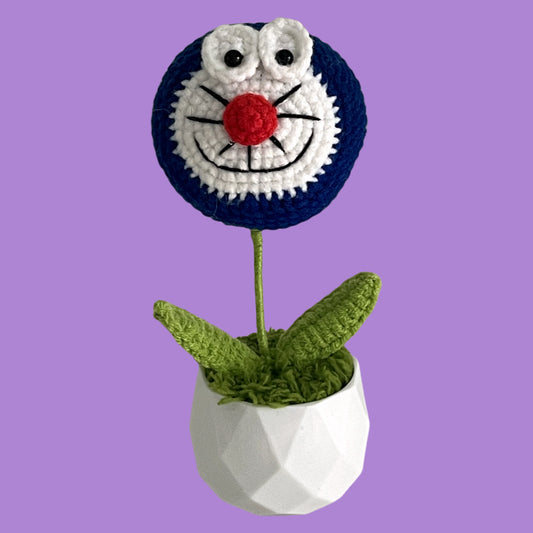 Handcrafted Crochet Doraemon Flower Planter A4
