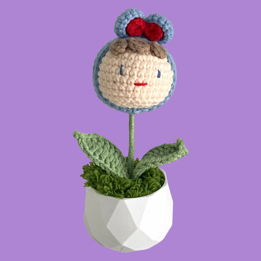 Handcrafted Crochet Girl Flower Planter A7