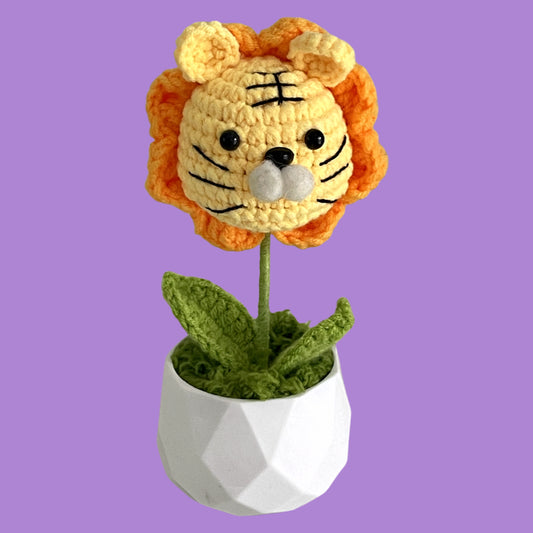 Handcrafted Crochet Lion Flower Planter A9