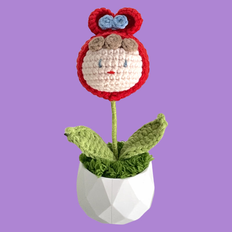 Handcrafted Crochet Girl Flower Planter A7