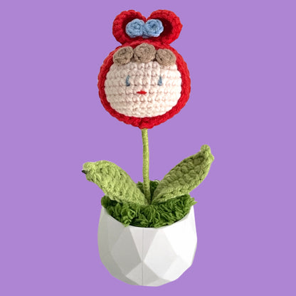 Handcrafted Crochet Girl Flower Planter A7