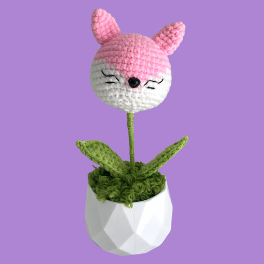 Handcrafted Crochet Fox Flower Planter A1