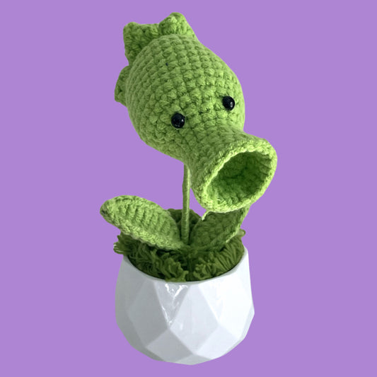 Handcrafted Crochet Peashooter Flower Planter A13